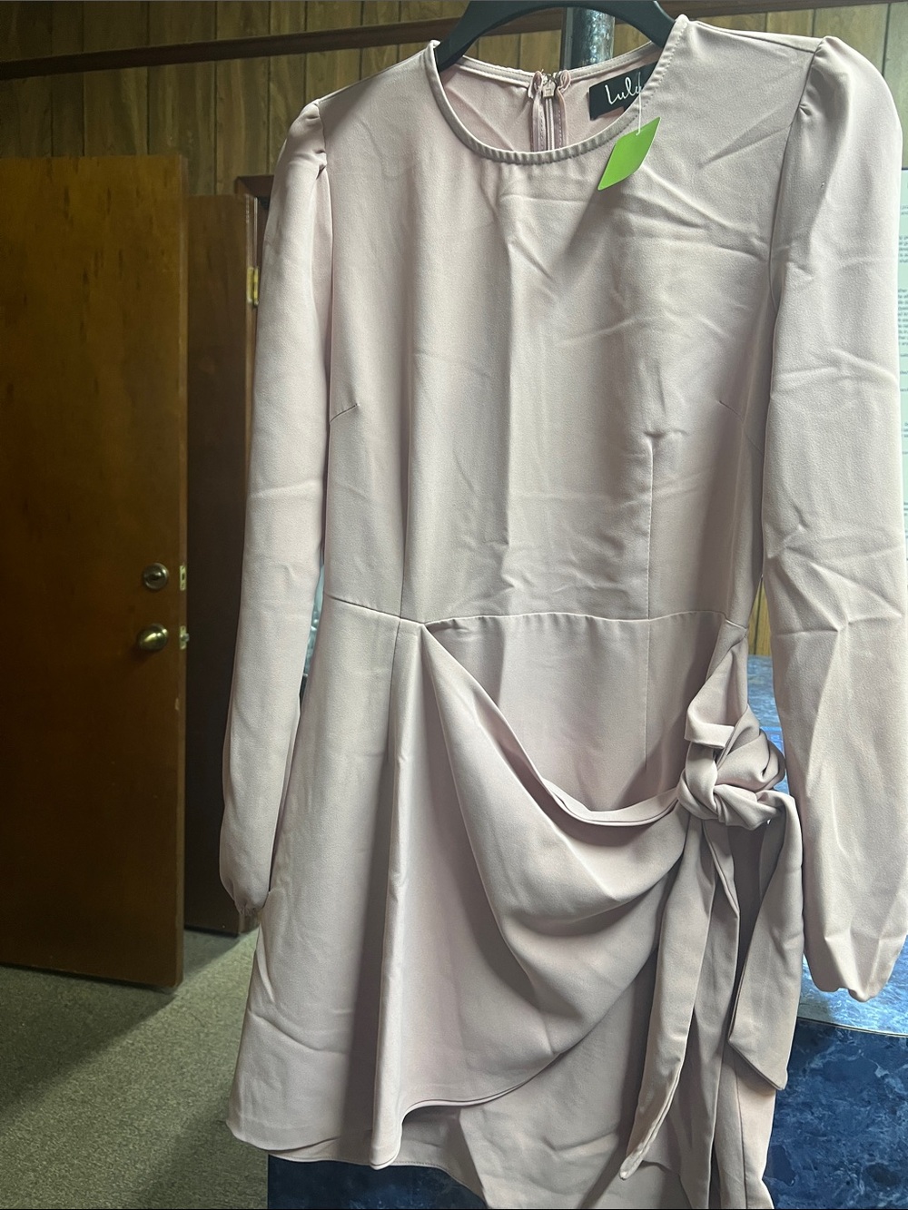 Lulu's Light Blush Pink Long Sleeve Tie-Waist Kids Dress